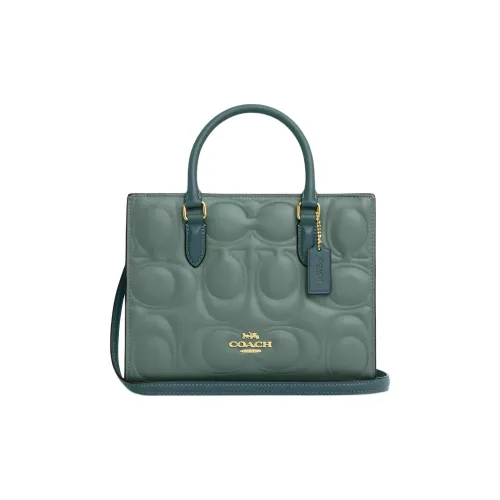 COACH Smooth Leather Tote Bag Shopping Bag Handbag Women's Sage Green