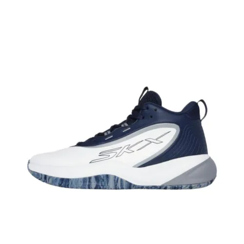Skechers SKX Anti-Slip Wear-Resistant High-Top Basketball Shoes Unisex Blue