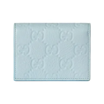 GUCCI Leather Wallet Mini Women's Light Blue