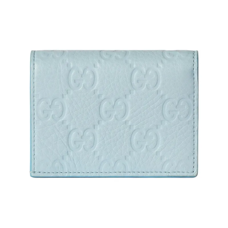 GUCCI Leather Wallet Mini Women's Light Blue-0