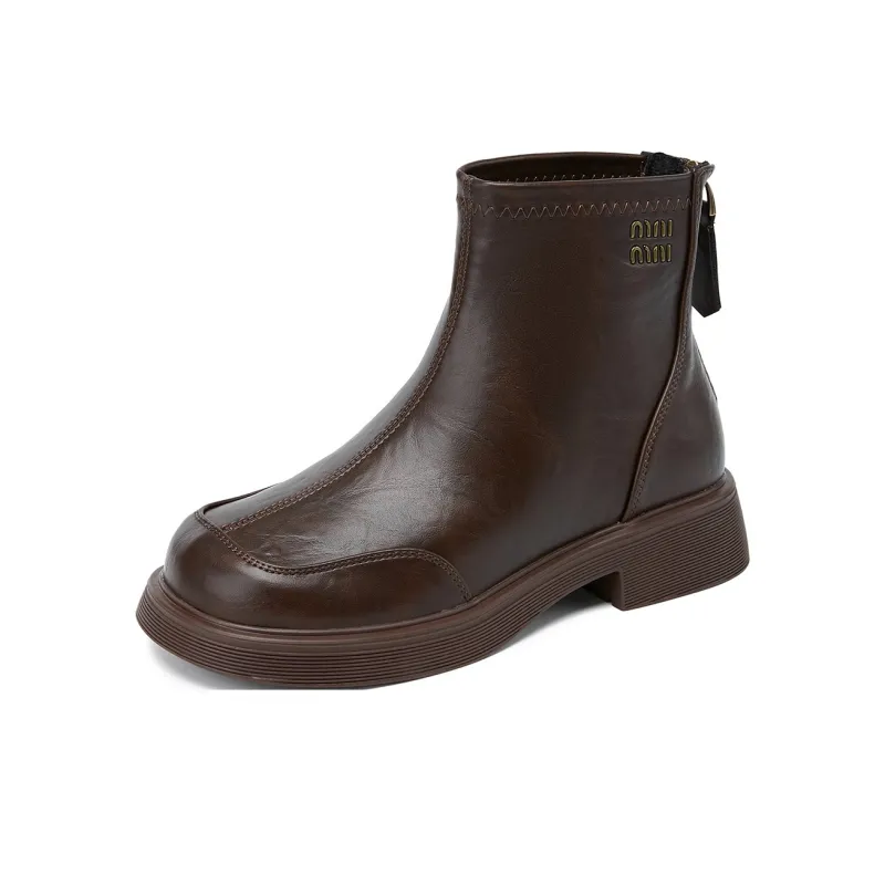 La Chapelle Trendy Versatile Casual Boots Ankle Boots Women's Brown-0