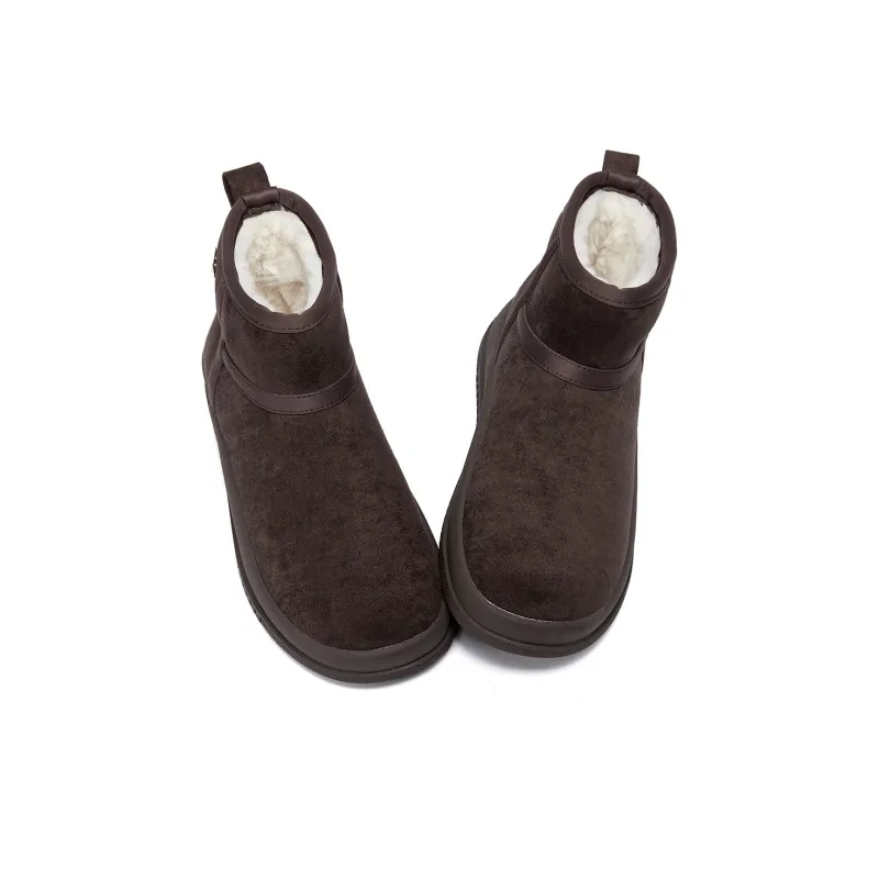 La Chapelle Warm Wear-Resistant Cushioning Height Increasing Short Snow Boots Women's Brown-3