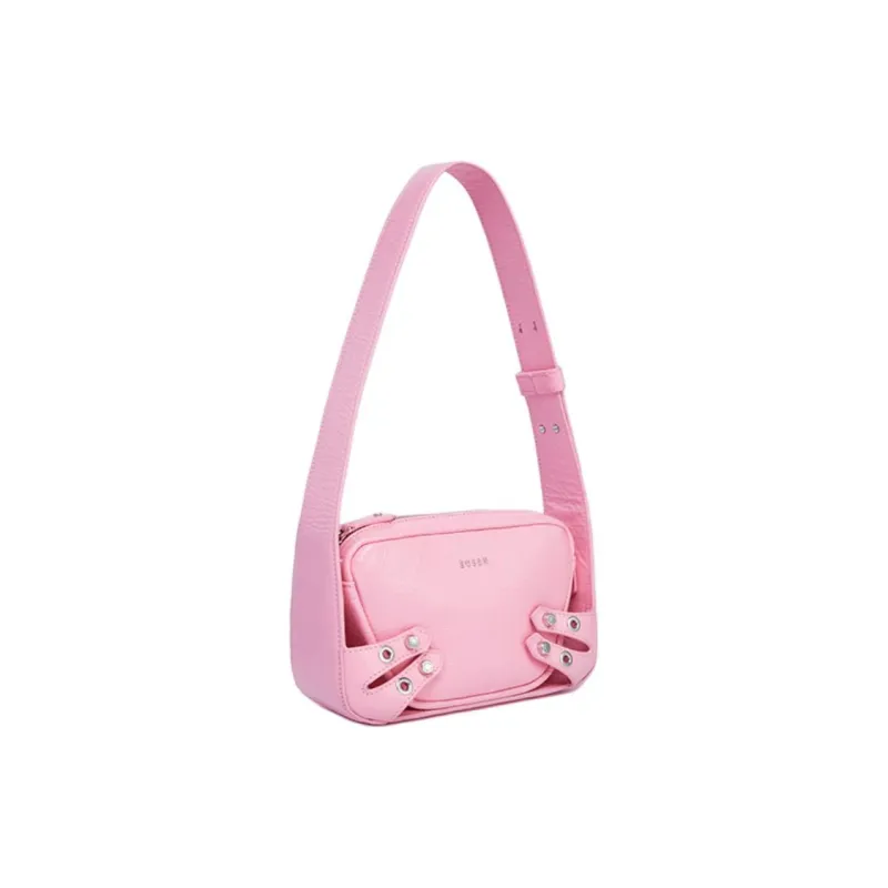 SUSEN Waxed Leather Shoulder Bag Handbag Shoulder Bag Women's White/Pink/Black-1
