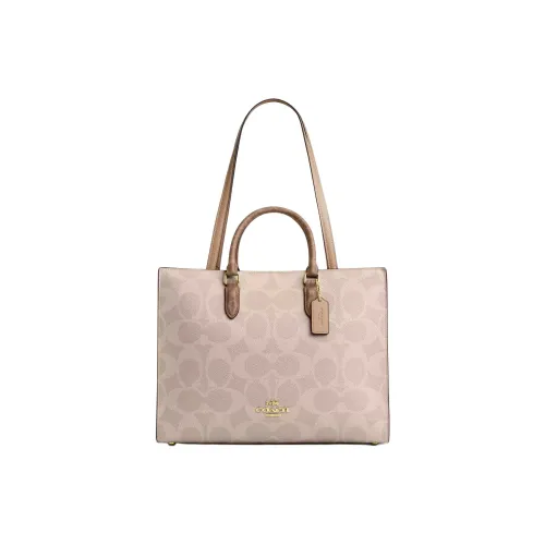 COACH Coated Canvas Handbag Airbag Women's Sand