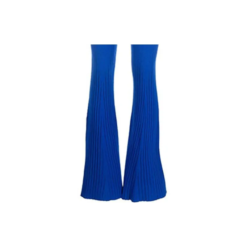 VERSACE Knitted Sweatpants Women's Blue-4