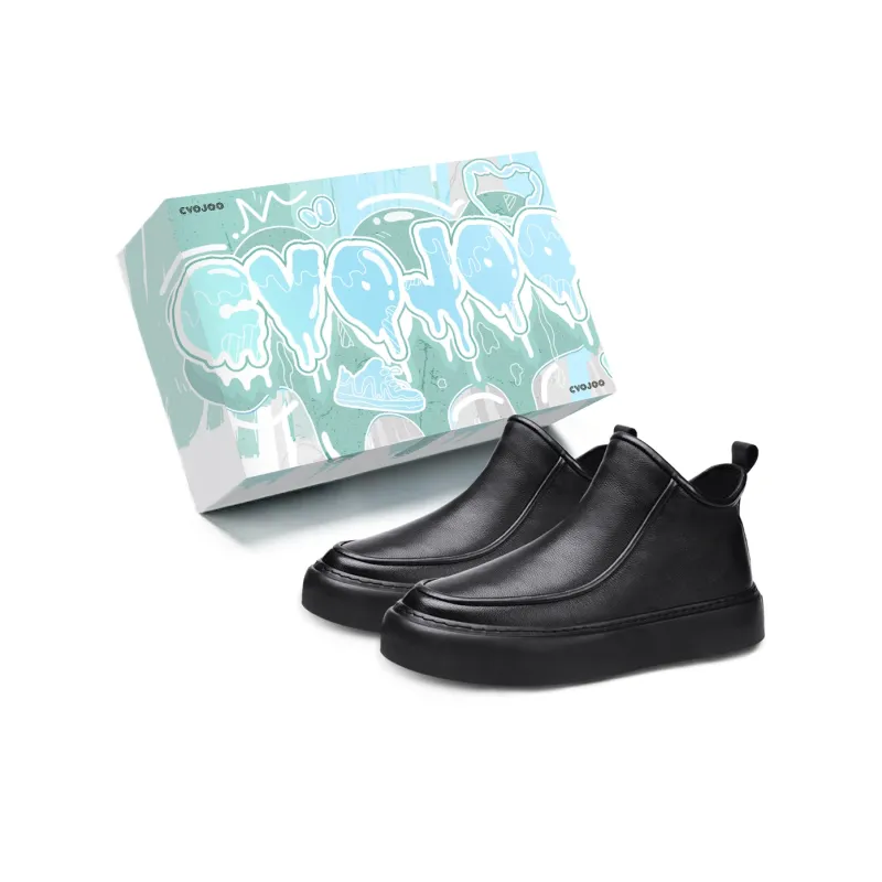 CVOJOO Ankle Boots Low Heel Men's Black-0