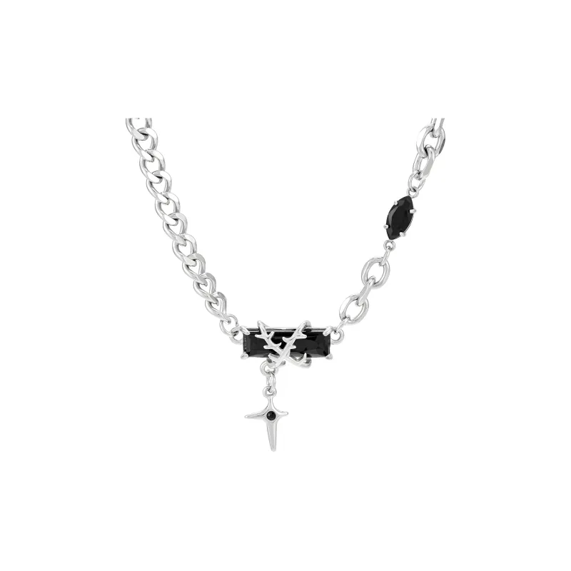 ENFANTIN Titanium Steel Zircon Glass Necklaces Unisex-0