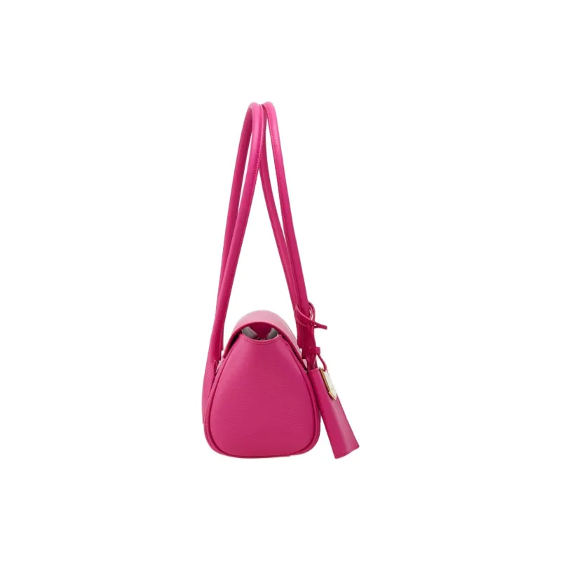 FERRAGAMO Textured Cow Leather Tote Bag Shopping Bag Shoulder Bags Small Size Women's Cherry Red-1