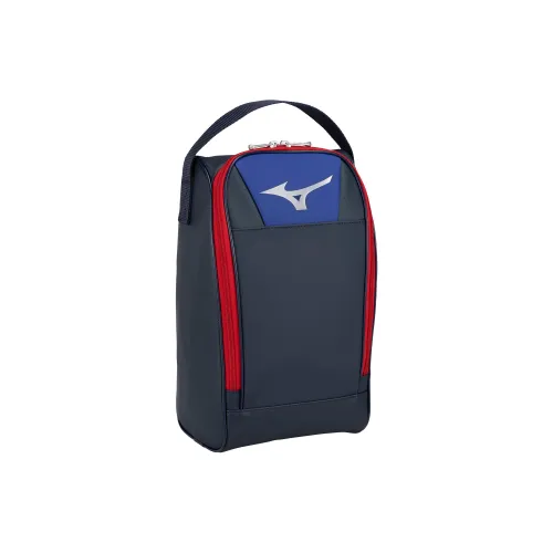 Mizuno Synthetic Leather Handbag Shoe Bag Storage Bag Large Size Unisex Marine Blue & Red