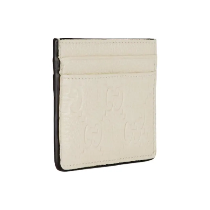 GUCCI Leather Card Holder Unisex Ivory-1