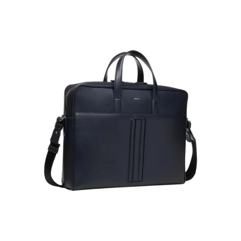 BALLY Cow Leather Briefcase Men's Dark Blue-1