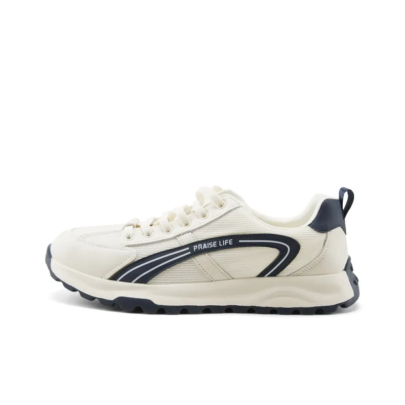HLA Round Tip Lace-Up Rubber Sole Wear-Resistant Sports Casual Shoes-0