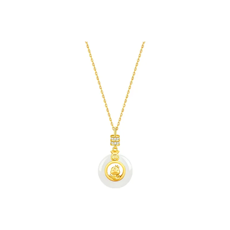 Emerald Hetian Jade Necklaces White Jade Women's-0