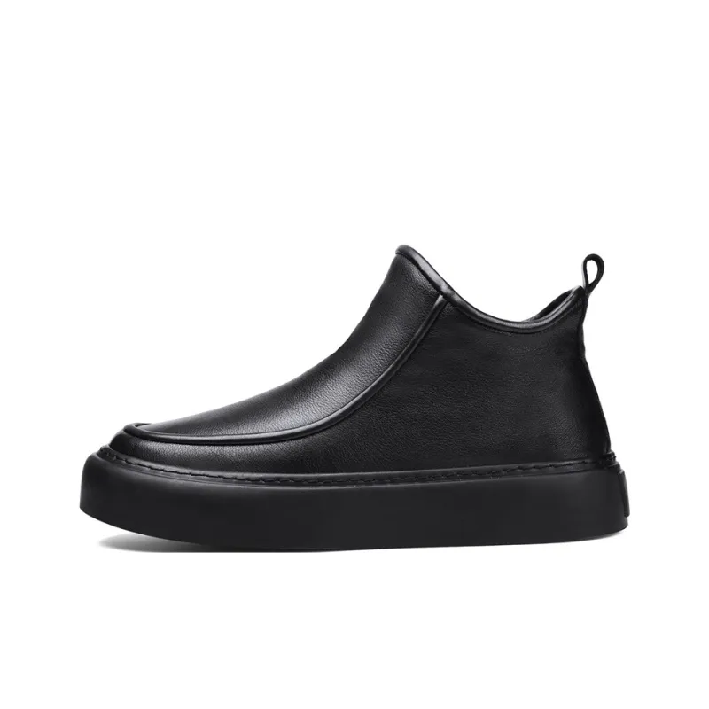 CVOJOO Ankle Boots Low Heel Men's Black-1