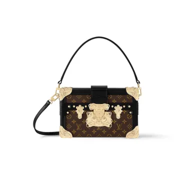 LOUIS VUITTON PETITE MALLE Monogram Canvas Shoulder Bag Small Size Women's Brown
