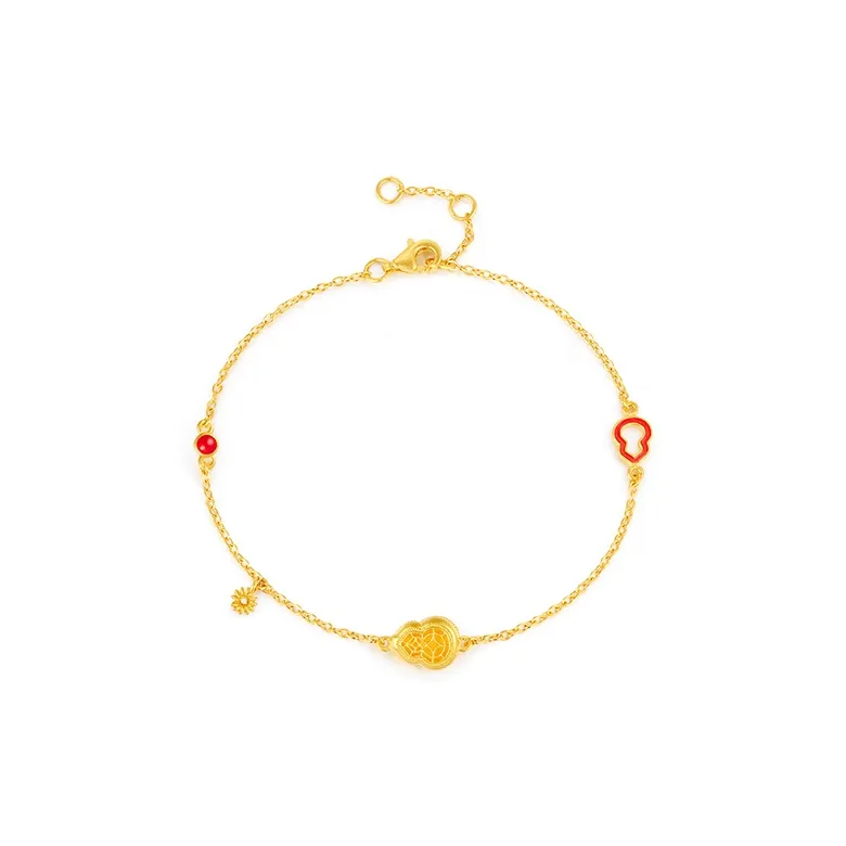 MCLON Filigree Small Enjoy Gourd Solid Gold Priced In Gram Gold Bracelet Women's-4