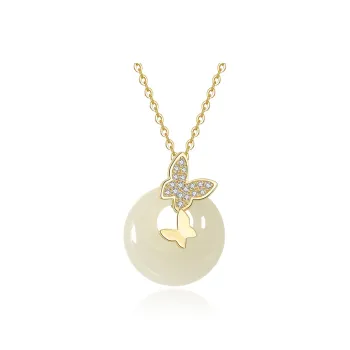 ZENGCAI Hetian Jade Necklaces Pale Greenish White Jade Women's