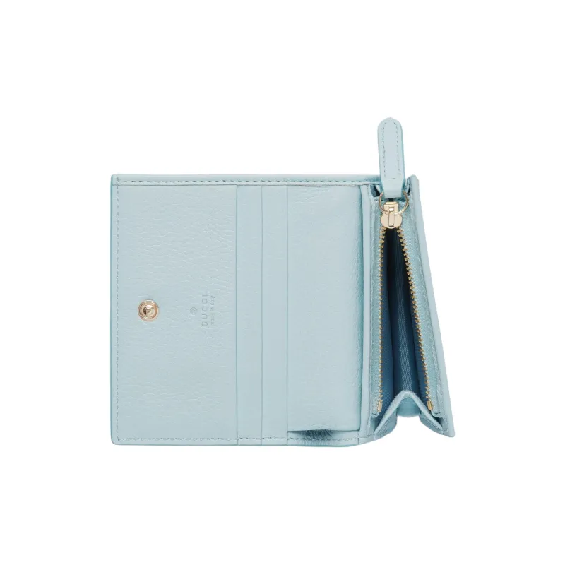GUCCI Leather Wallet Mini Women's Light Blue-4