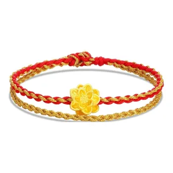 ZHIAIYONGHENG Refined Hand Woven Cord Double Layer Lotus Bracelet Solid Gold Fixed Price Gold Bracelet Women's