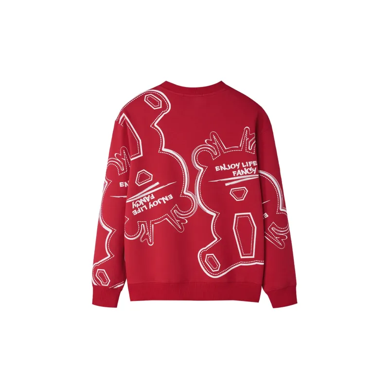 HLA Snake Year Celebration Collection Sweatshirts Men Red Pattern 01-1