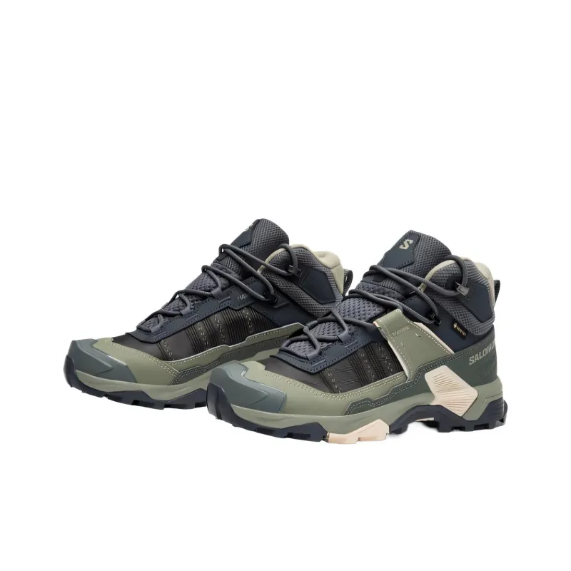 SALOMON Cushioning Waterproof And Breathable Support Mid-Top Trekking Shoes Unisex Gray Green-1