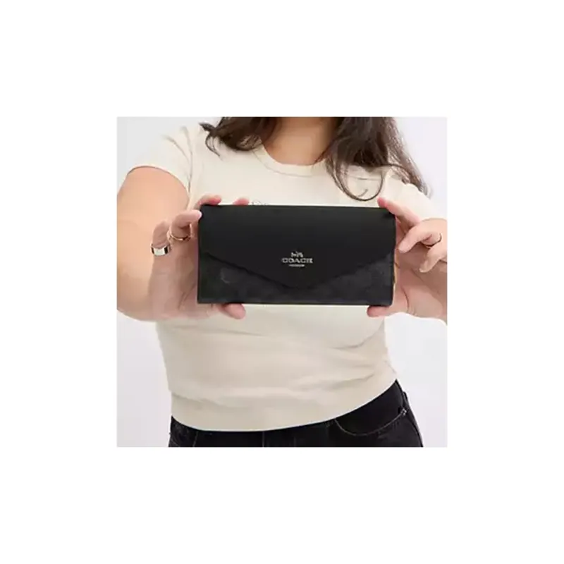 COACH Coated Canvas Wallet Trumpets Women's Charcoal & Black-2