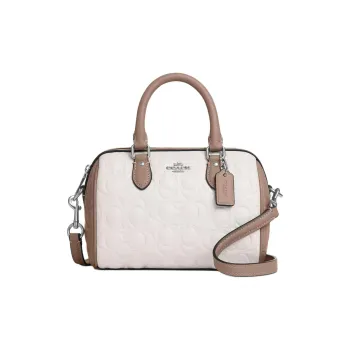COACH Smooth Leather Shoulder Bag Crossbody Bag Handbag Mini Women's White Beige & Taupe