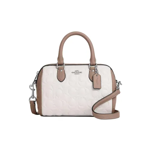 COACH Smooth Leather Shoulder Bag Crossbody Bag Handbag Mini Women's White Beige & Taupe