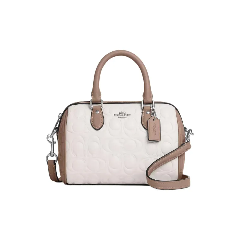 COACH Smooth Leather Shoulder Bag Crossbody Bag Handbag Mini Women's White Beige & Taupe-0