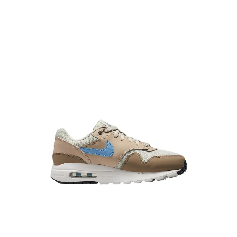 Nike Air Max 1 Low Top Kids Lifestyle Shoes Light Bone/Sand Drift/Khaki/Spiritual Blue Teenagers-1