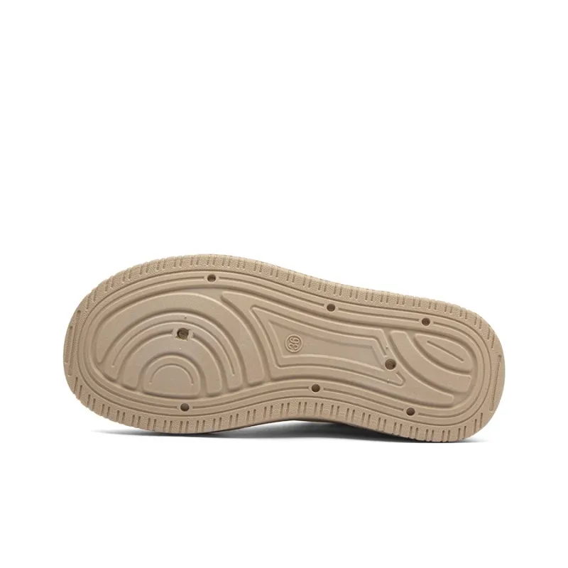 RENBEN Wear Resistant Lightweight Height Increasing Low Top Skateboard Shoes Women's Beige Black-4
