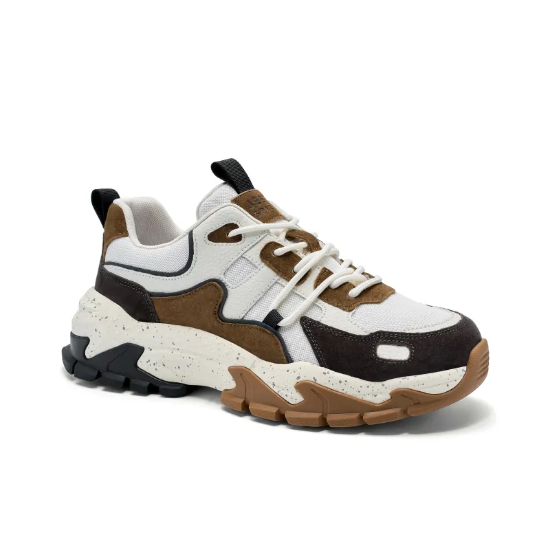 JEEP SPIRIT Cushioning Anti Slip Wear Resistant Breathability Low Top Chunky Sneakers Men's Brown-3