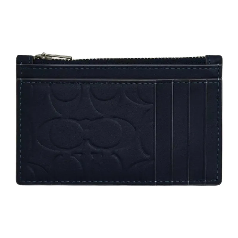 COACH Calfskin Card Holder Mini Unisex Midnight Navy-1
