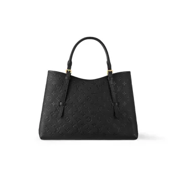 LOUIS VUITTON Leather Tote Bag Shopping Bag Handbag Medium Size Men's Black