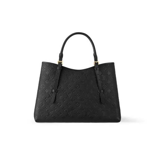 LOUIS VUITTON Leather Tote Bag Shopping Bag Handbag Medium Size Men's Black