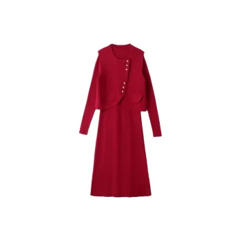 Yi Mengyuan Skirt Set Women's China Red