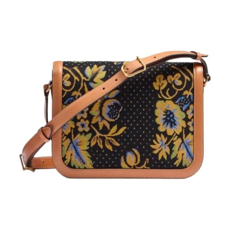 Valentino Fabric Shoulder Bag Medium Size Women's Multicolor & Natural Camel-3