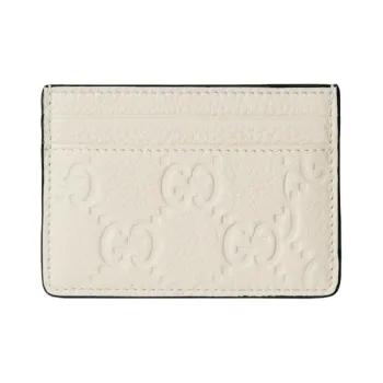 GUCCI Leather Card Holder Unisex Ivory