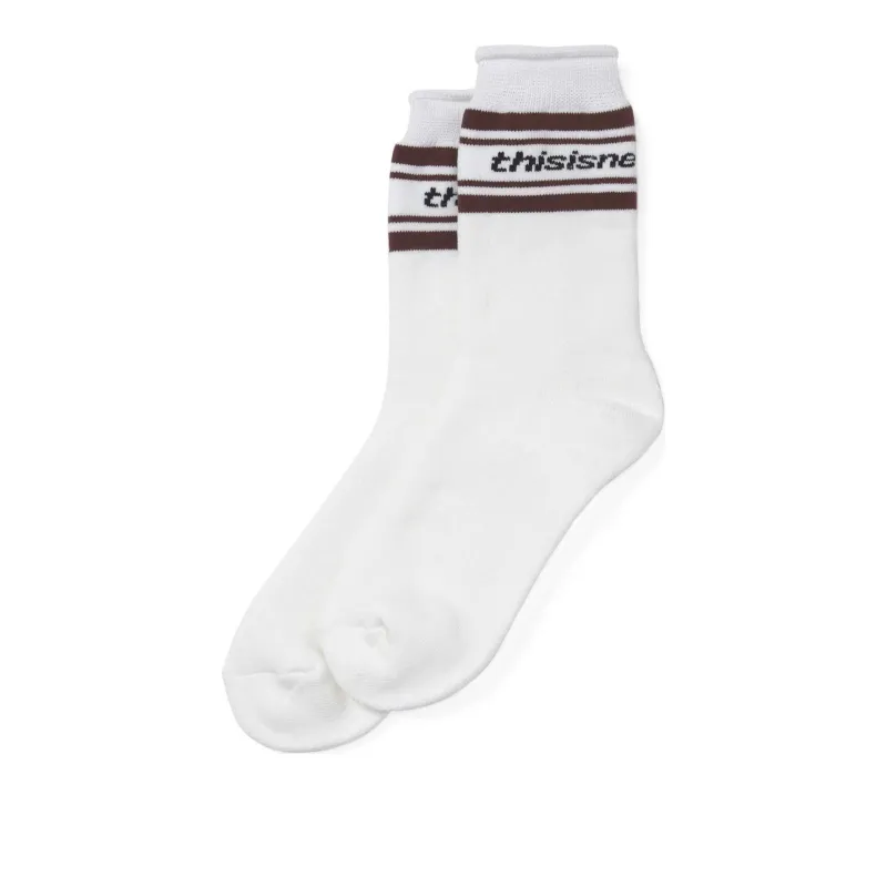 Thisisneverthat FW24 Striped Socks Mid-Calf Socks Unisex 1 Pack White-0