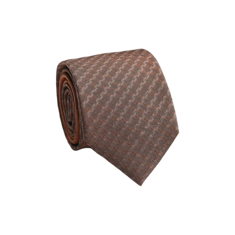 DIKENI Mulberry Silk Ties Men's Gray Jacquard/Coffee Jacquard-2
