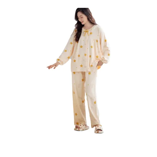 MIIOW Pajama Set Women's Beige Yellow