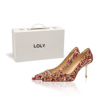 LOLY High Heels Women's Brocade Burgundy