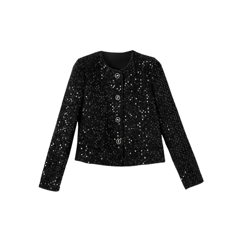 Late White Cropped Coat Women's Black-0