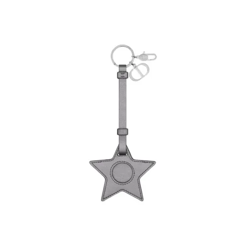 DIOR Calfskin Keychains Women's Gray