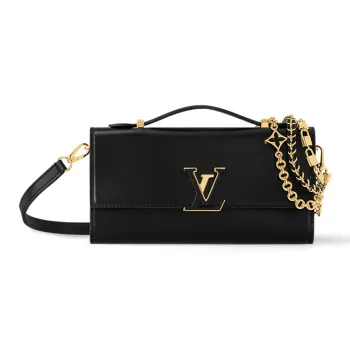 LOUIS VUITTON Capucines Cow Leather Capusin Shoulder Crossbody Handbag Women's Black