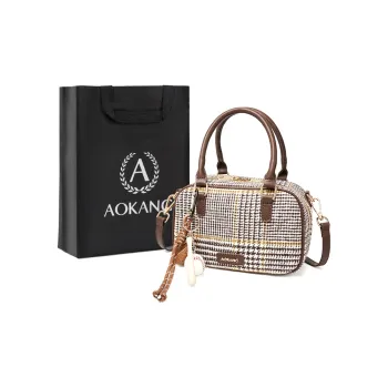 AOKANG Fabric Boston Bag, Handbag, Shoulder Bag, Crossbody Bag, Bowling Bag Women's Ebony/Tale Green