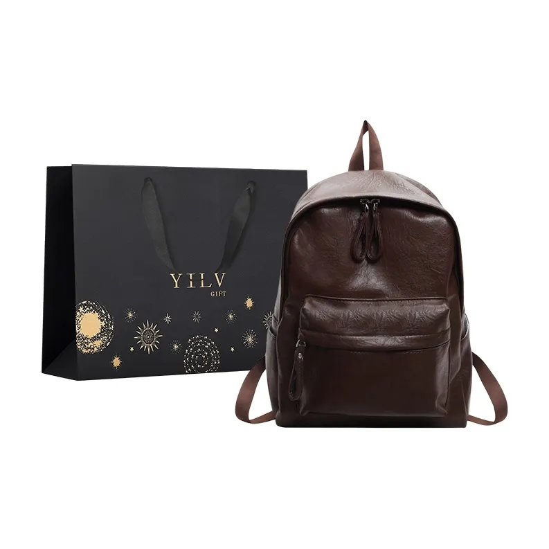 Yi Brigade PU Backpack Regular Women's Black/Coffee-5