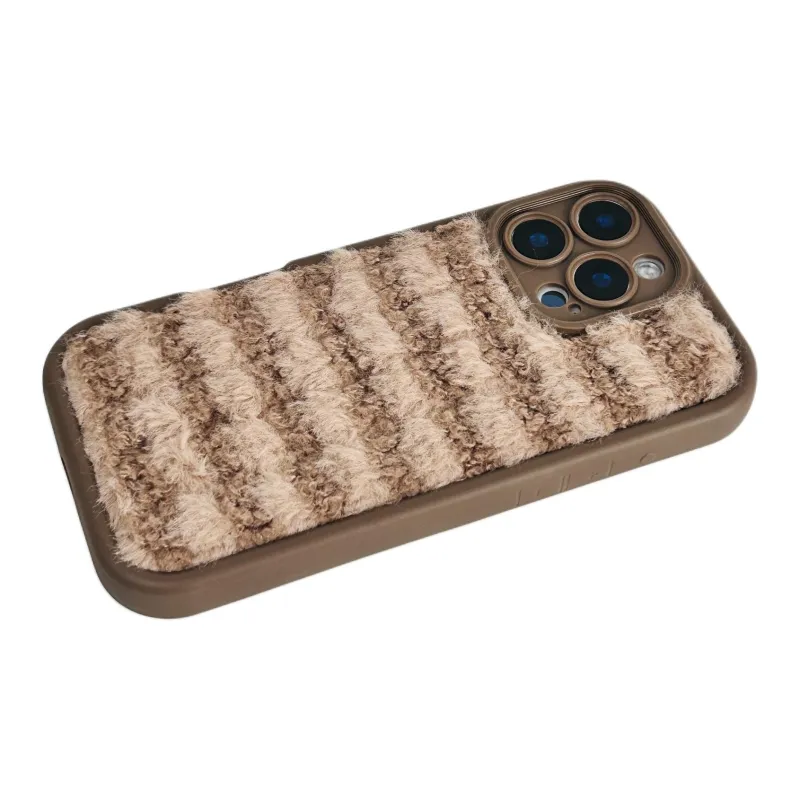 Wei Xin Plush Material Solid Color Plush Plaid Phone Cases Compatible With IPhone 16/15 Pro Max/Apple 13/14 Pro/Max-7