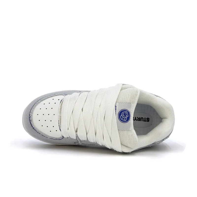 UNIITY Wear Resistant Lightweight Breathable Height Increasing Low Top Skateboard Shoes Women's Denim Blue-4