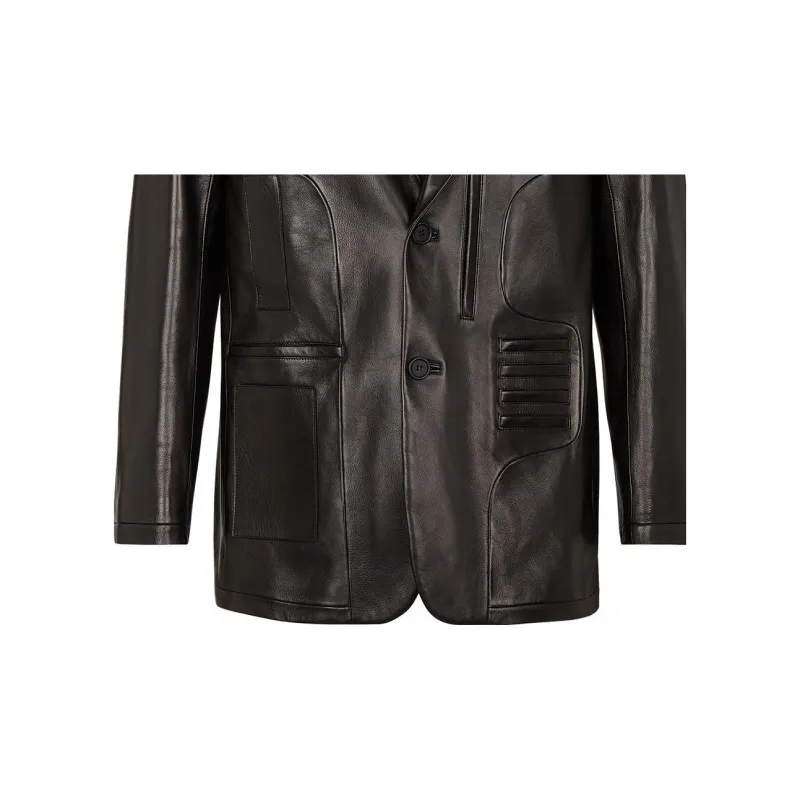 FENDI Leather Jackets Men Black-2